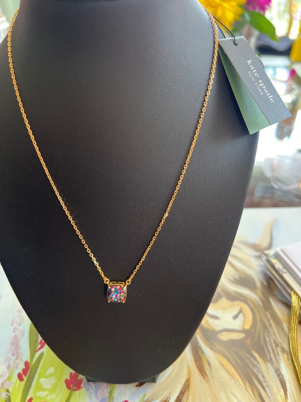 Kate Spade New York Small Square Glitter Confetti Necklace